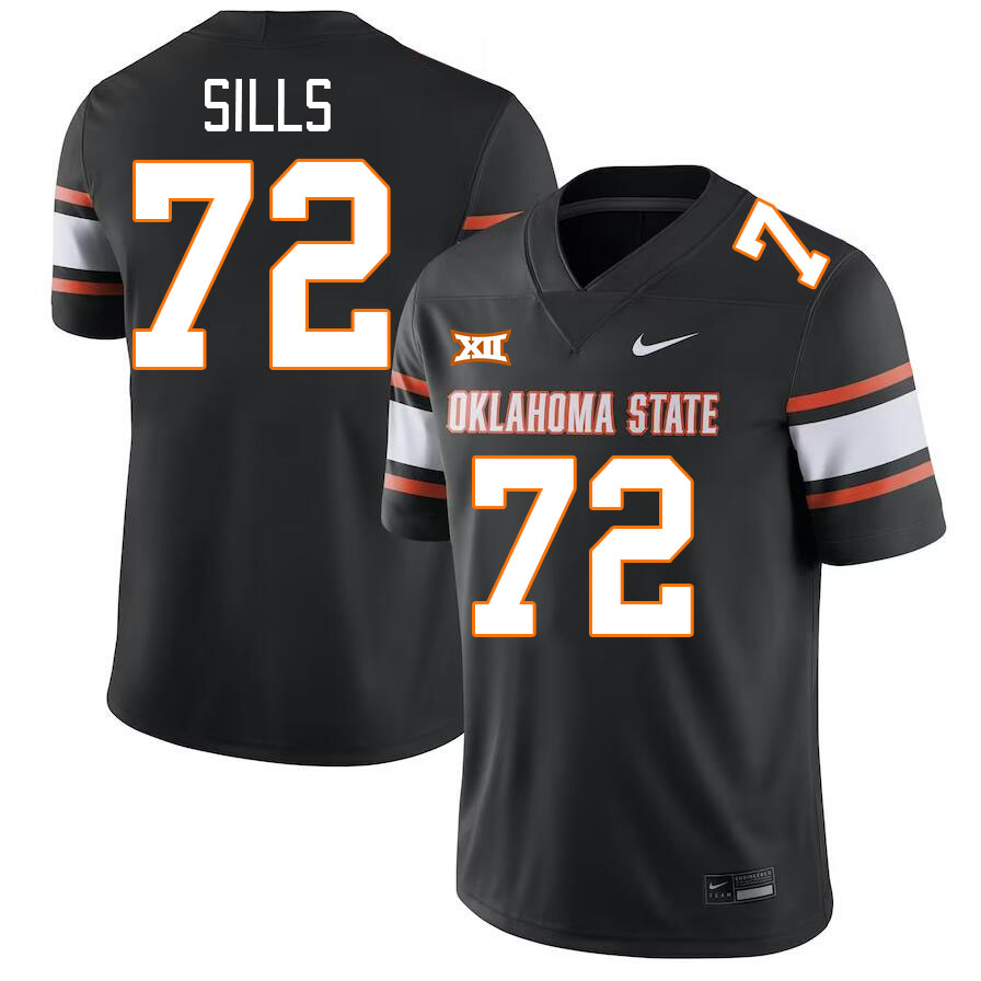 Oklahoma State Cowboys #72 Josh Sills College Football Jerseys Stitched Sale-Black